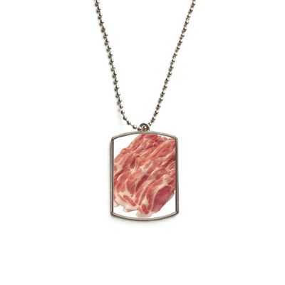 DIYthinker Steak Roll Raw Meat Food Texture Stainless Steel Chain Dog Tag Pendant Pet Necklace