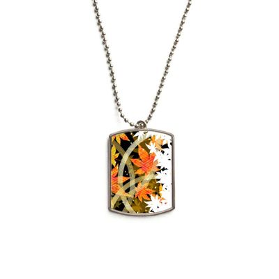 DIYthinker Maple Leaf Geometry Flowers Pattern Stainless Steel Chain Dog Tag Pendant Pet Necklace