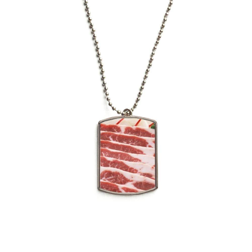 DIYthinker Pork Chops Meat Food Texture Stainless Steel Chain Dog Tag Pendant Pet Necklace