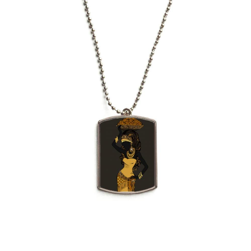 African Women LadyAboriginal Dresses Stainless Steel Chain Dog Tag Pendant Pet Necklace