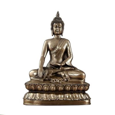 ANWUYANG Chinese Sitting Buddha Sleeping Buddha, Handmade Resin Shakyamuni Buddha Statue Figurine, Sculpture Ornament for Living Room/Office (Color : Cold Cast Copper Shakyamuni)