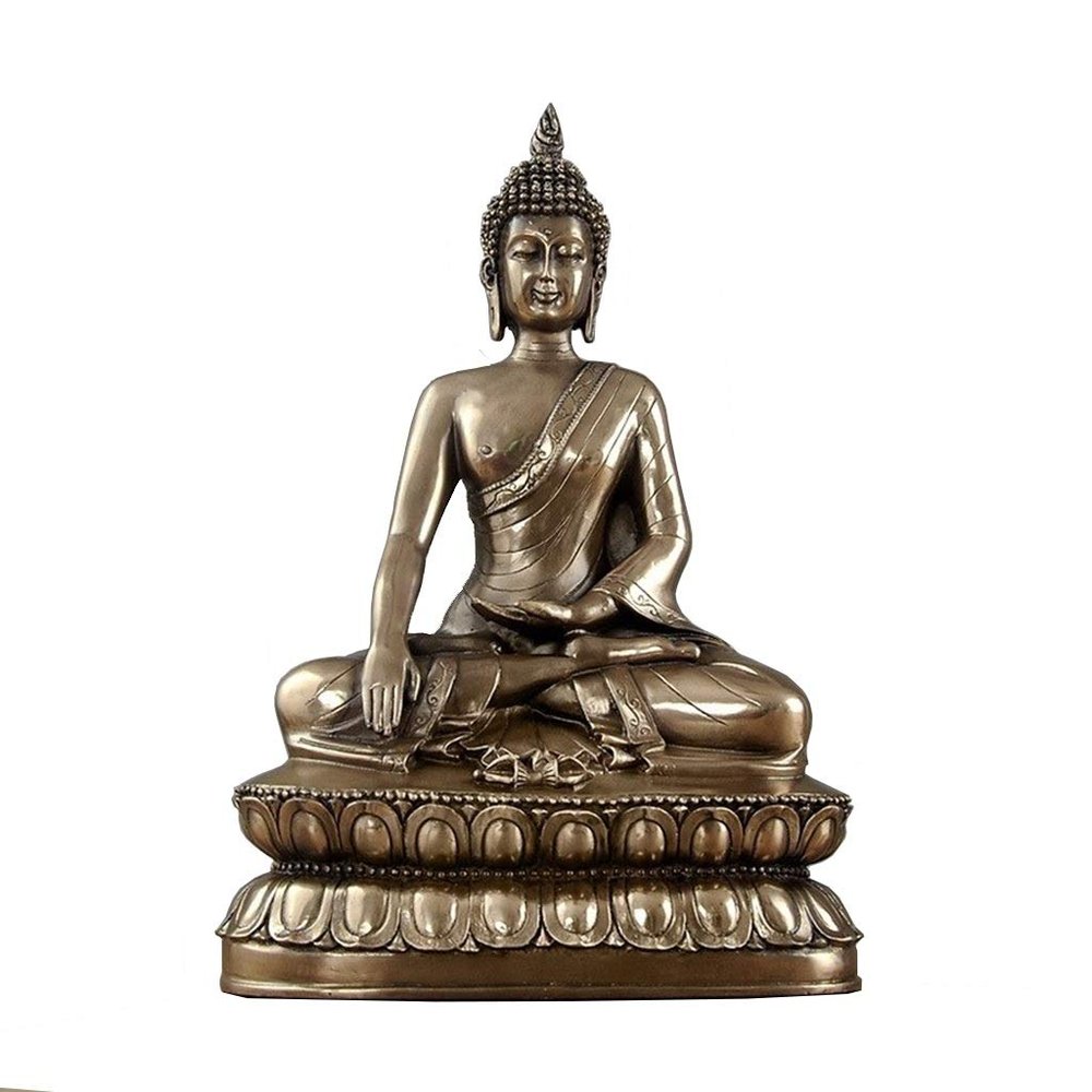 ANWUYANG Chinese Sitting Buddha Sleeping Buddha, Handmade Resin Shakyamuni Buddha Statue Figurine, Sculpture Ornament for Living Room/Office (Color : Cold Cast Copper Shakyamuni)