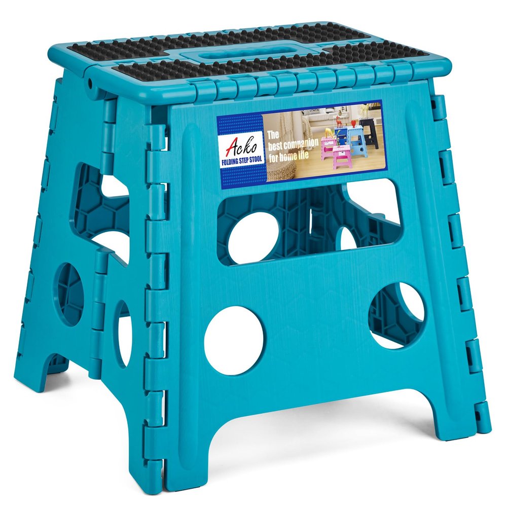 ACKO Folding Step Stool - 13" Premium Heavy Duty Foldable Stool for Adults, Kitchen Garden Bathroom Stepping Stool (1 Pack)