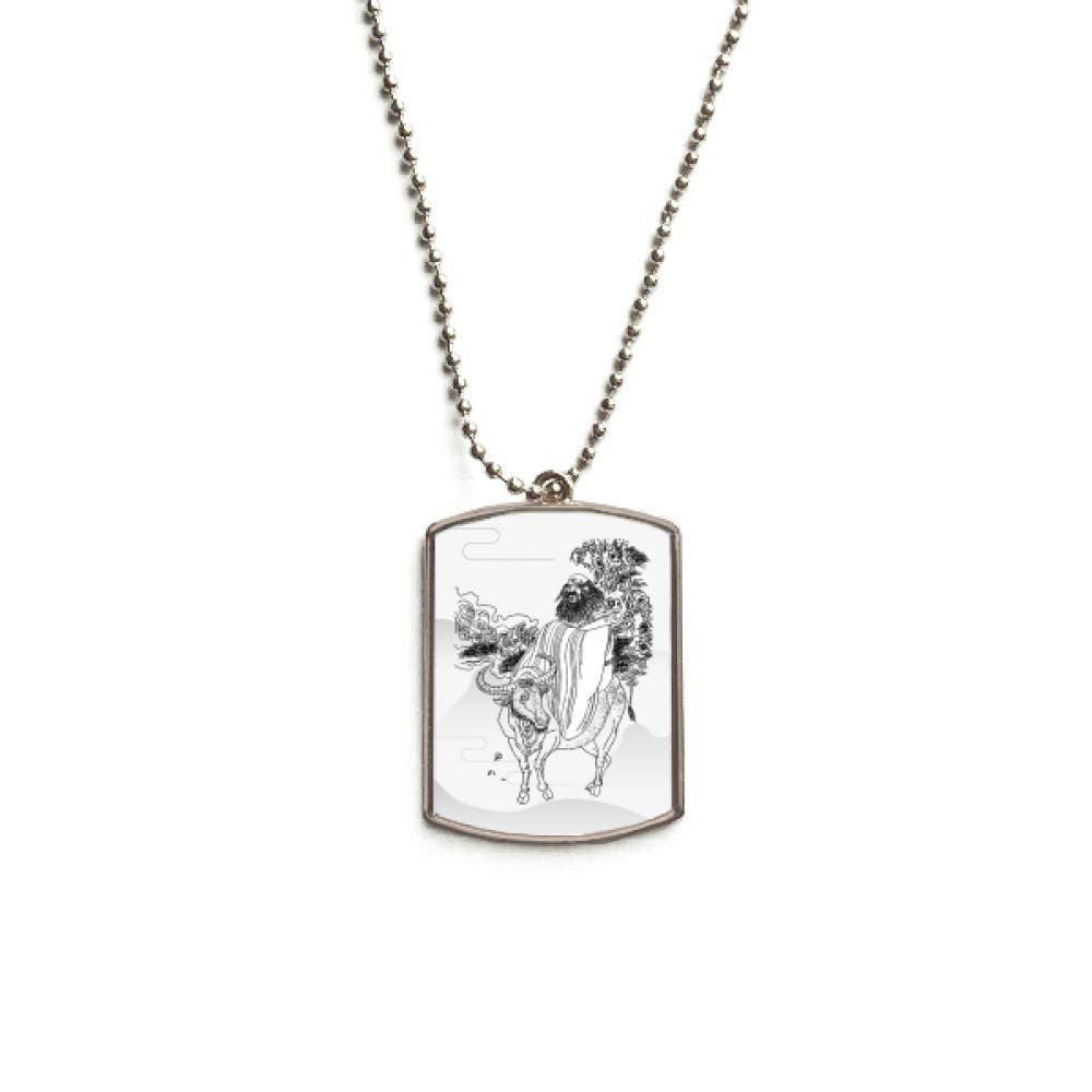 Dao Religion China Lao Tzu Stainless Steel Chain Dog Tag Pendant Pet Necklace