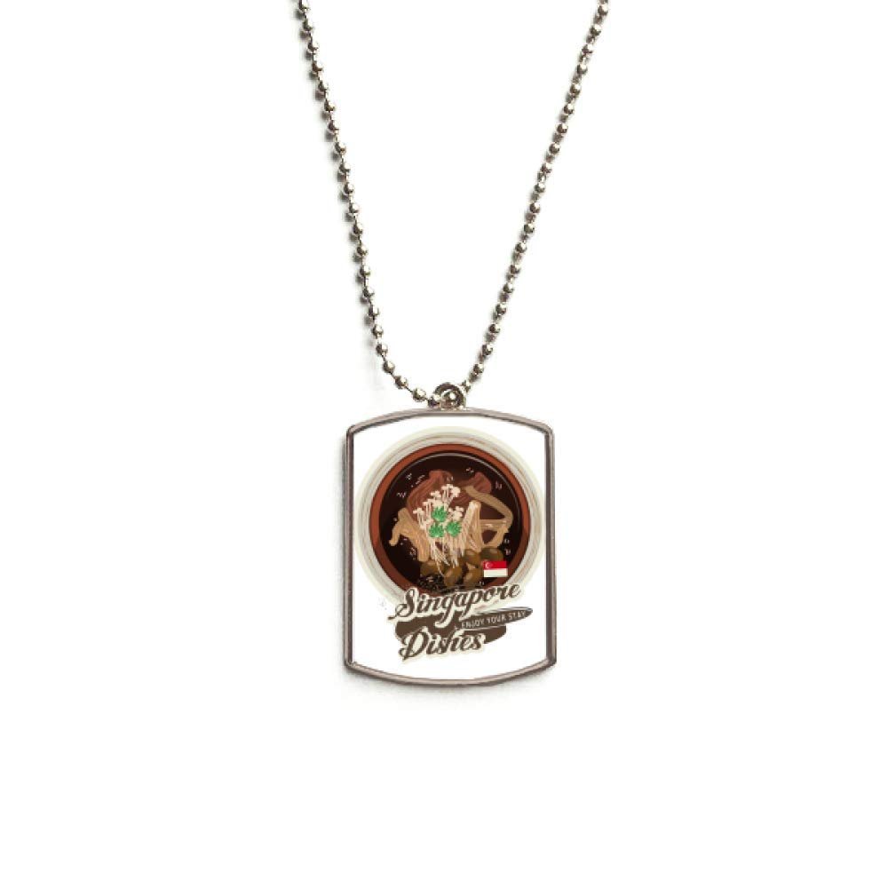 Traditional Singapore Bak Kut Teh Stainless Steel Chain Dog Tag Pendant Pet Necklace