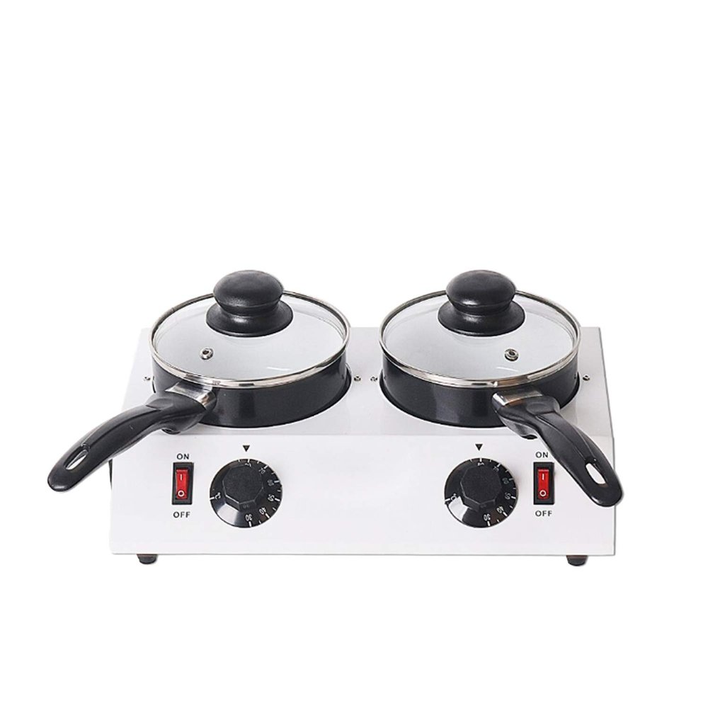 Chocolate Melter Electric Hot Chocolate Melting Tempering Machine Double Pots Capacity 4.4lbs (White Double Pot)