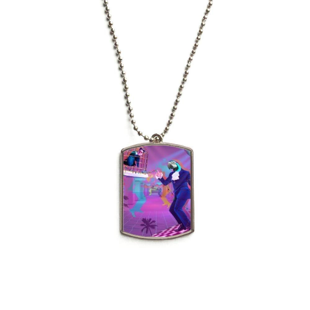 Dance DJ Fantasy Design Stainless Steel Chain Dog Tag Pendant Pet Necklace