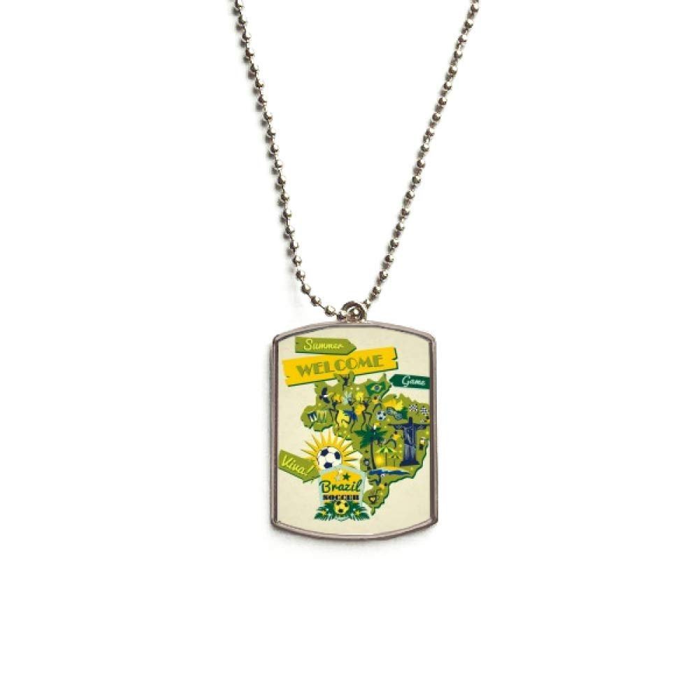 DIYthinker Welcom Brazil Summer Soccer Stainless Steel Chain Dog Tag Pendant Pet Necklace