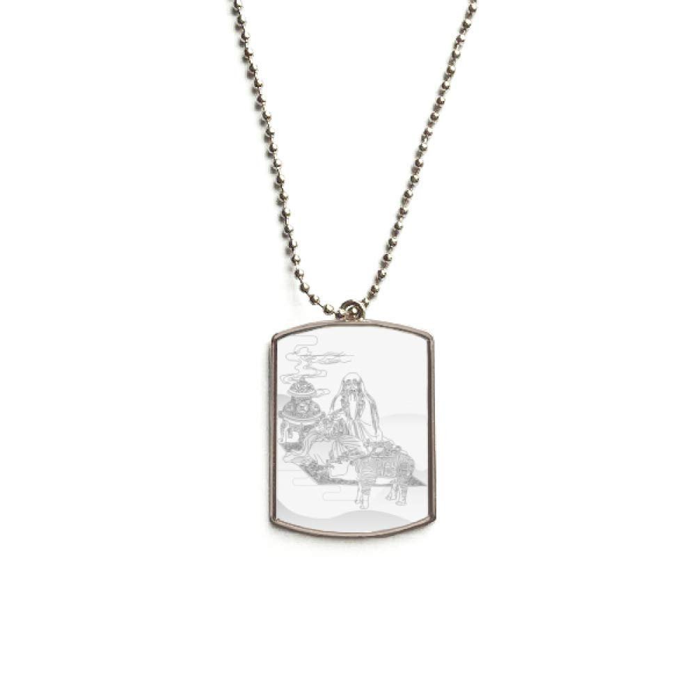 Dao Religion China Cattle Lao Tzu Stainless Steel Chain Dog Tag Pendant Pet Necklace