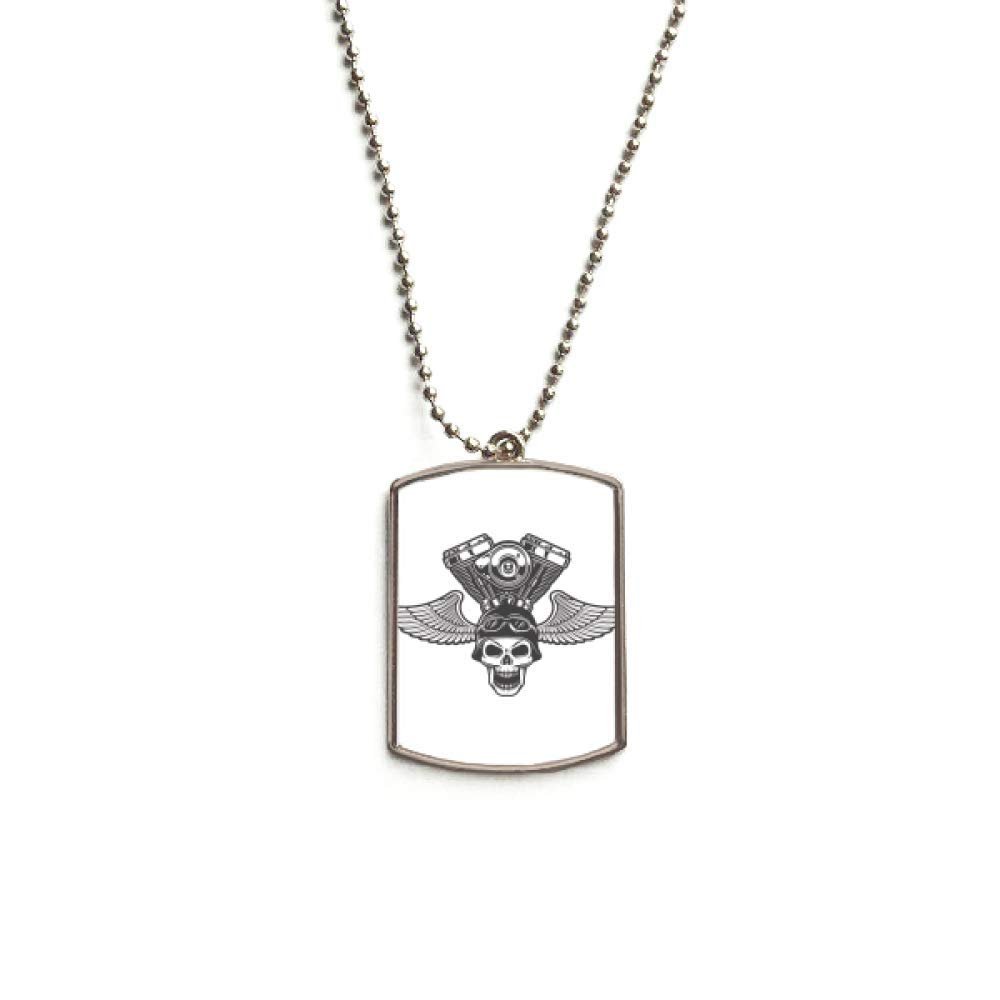 DIYthinker Goggles Lights Skeleton Motorcycle Pattern Stainless Steel Chain Dog Tag Pendant Pet Necklace