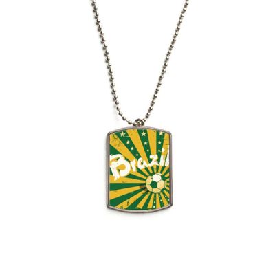 DIYthinker Soccer Yellow Green Brazil Brazil Culture Stainless Steel Chain Dog Tag Pendant Pet Necklace