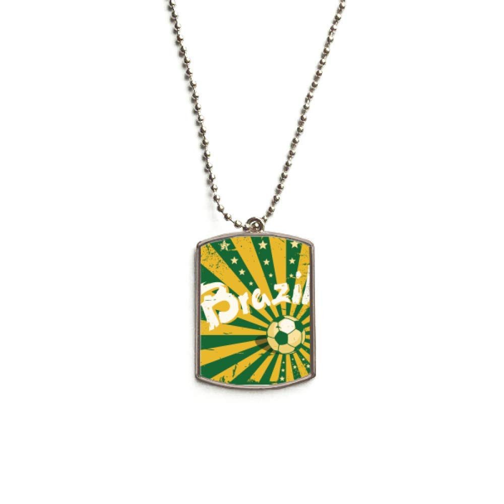 DIYthinker Soccer Yellow Green Brazil Brazil Culture Stainless Steel Chain Dog Tag Pendant Pet Necklace