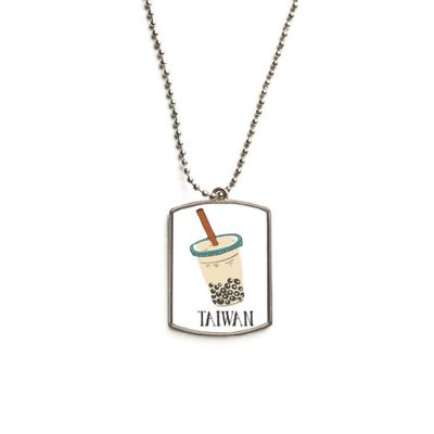 DIYthinker Drink Pearl Milk Tea Food Taiwan Stainless Steel Chain Dog Tag Pendant Pet Necklace