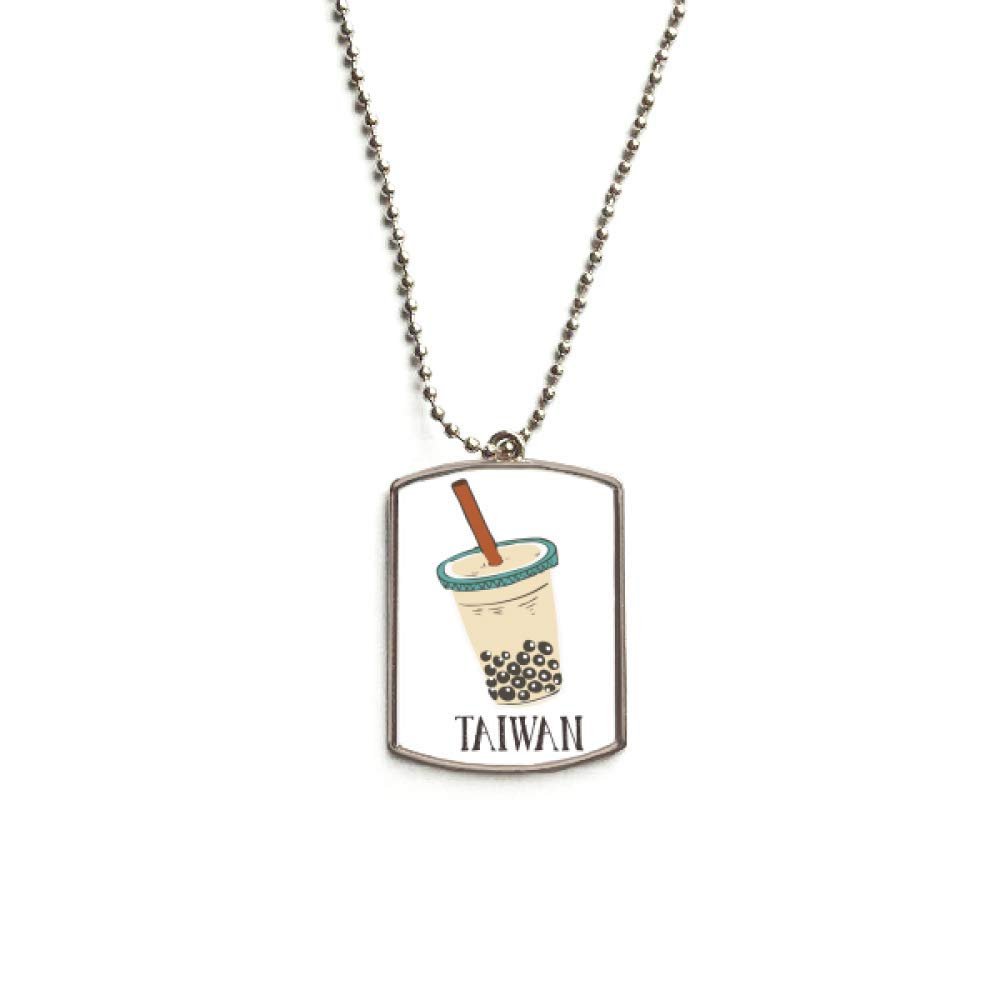 DIYthinker Drink Pearl Milk Tea Food Taiwan Stainless Steel Chain Dog Tag Pendant Pet Necklace