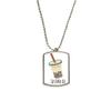 DIYthinker Drink Pearl Milk Tea Food Taiwan Stainless Steel Chain Dog Tag Pendant Pet Necklace view 1