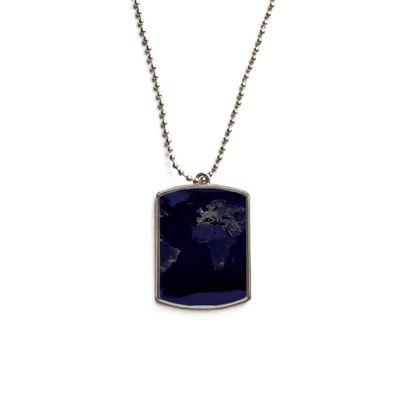 Mystery Space Planet Earth Aerial Map Stainless Steel Chain Dog Tag Pendant Pet Necklace