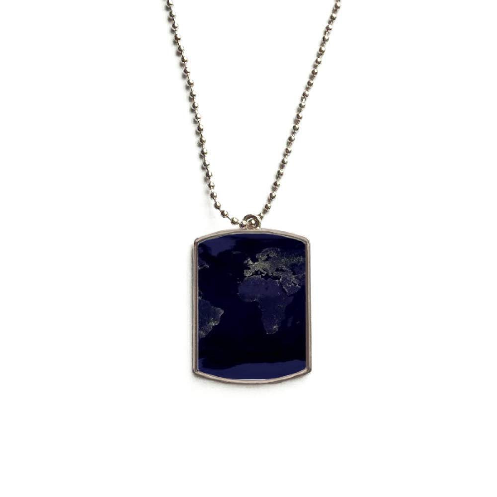 Mystery Space Planet Earth Aerial Map Stainless Steel Chain Dog Tag Pendant Pet Necklace