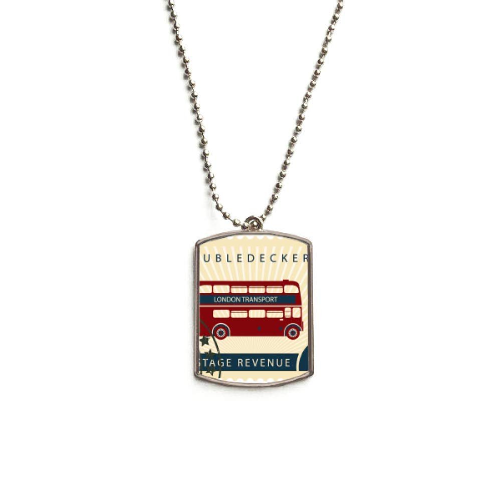 London Doubledecker Stamp England Britain UK Stainless Steel Chain Dog Tag Pendant Pet Necklace