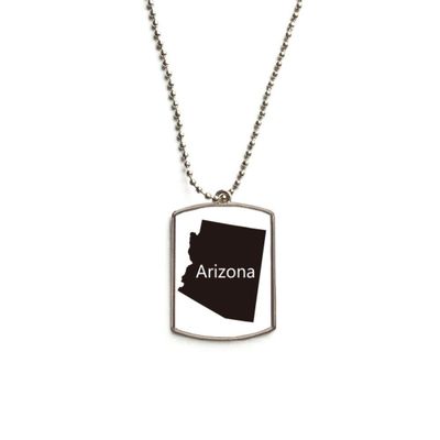 Arizona The United States of America Map Stainless Steel Chain Dog Tag Pendant Pet Necklace