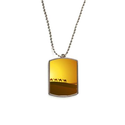 Sunset All The Way to The Silk Road Camel Desert Stainless Steel Chain Dog Tag Pendant Pet Necklace