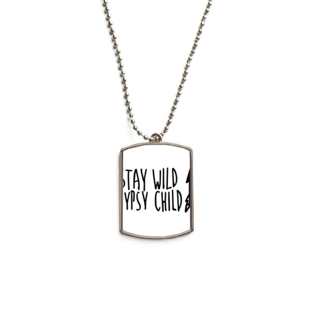 DIYthinker Keep Wild Gypsy Child Quote Stainless Steel Chain Dog Tag Pendant Pet Necklace
