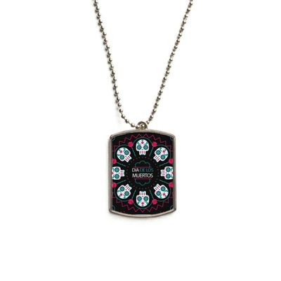 l Rose Happy The Day of The Dead Stainless Steel Chain Dog Tag Pendant Pet Necklace