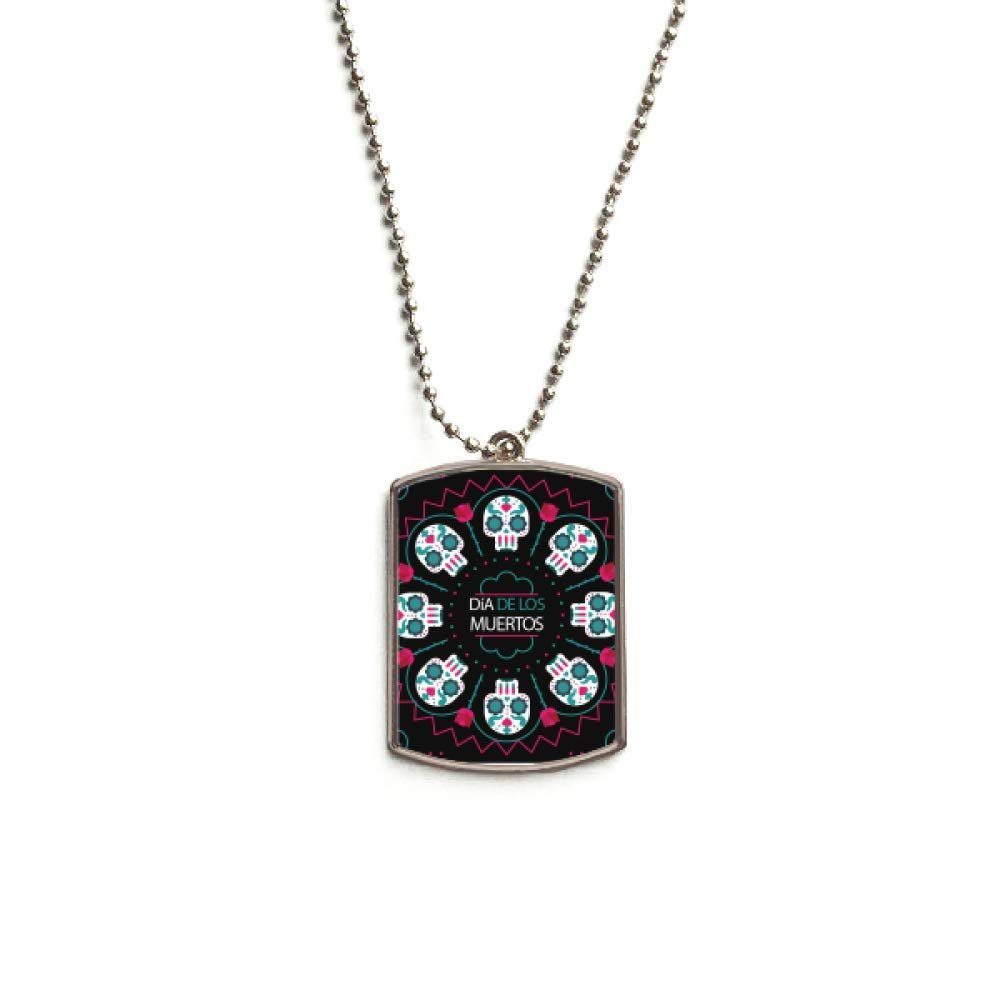 l Rose Happy The Day of The Dead Stainless Steel Chain Dog Tag Pendant Pet Necklace