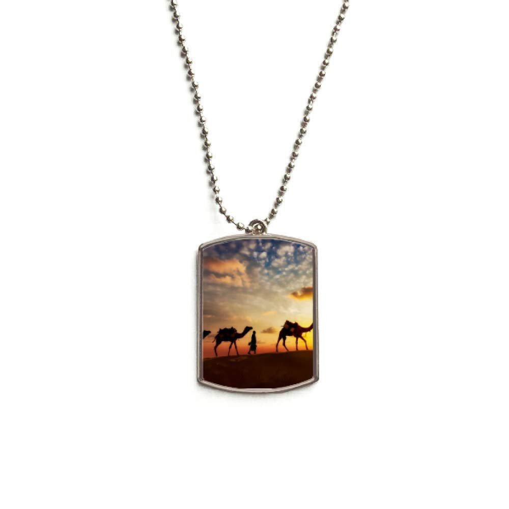 All The Way to The Silk Road Camel Desert Stainless Steel Chain Dog Tag Pendant Pet Necklace