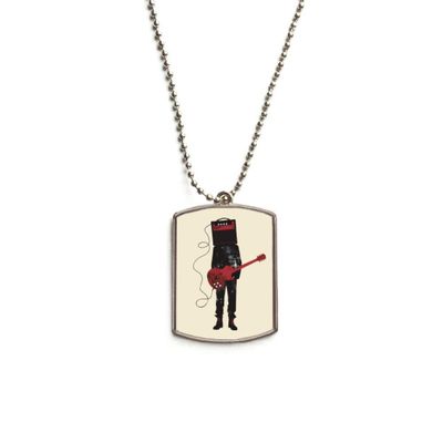 Guitar Music Instruments Crazy Man Stainless Steel Chain Dog Tag Pendant Pet Necklace