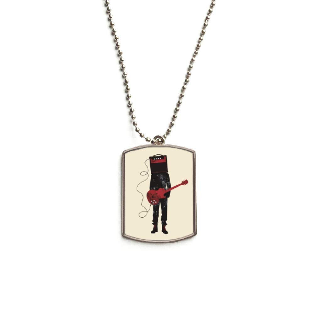 Guitar Music Instruments Crazy Man Stainless Steel Chain Dog Tag Pendant Pet Necklace