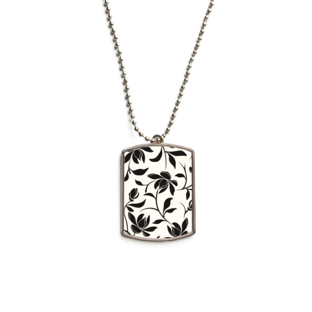 Flower Vine Drawing Art Plant Stainless Steel Chain Dog Tag Pendant Pet Necklace