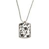 Flower Vine Drawing Art Plant Stainless Steel Chain Dog Tag Pendant Pet Necklace view 1