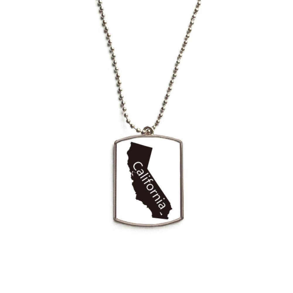 DIYthinker The United States California Map Outline Stainless Steel Chain Dog Tag Pendant Pet Necklace