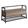 Monarch Specialties I 4501 Bench, Entryway, Hallway, Storage, 42" Rectangular, Metal, Laminate, Brown, Black, Contemporary, Modern view 1
