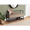 Monarch Specialties I 4501 Bench, Entryway, Hallway, Storage, 42" Rectangular, Metal, Laminate, Brown, Black, Contemporary, Modern view 2