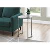 Monarch Specialties I 2205 Accent Table, Side, Round, End, Nightstand, Lamp, Living Room, Bedroom, Metal, Laminate, White Marble Look, Grey, Contemporary view 2