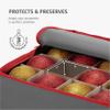 ZOBER Christmas Ornament Storage Box - Stores 64 3" Ornaments, With Dividers - Ornament Organizer Storage Box, Durable Christmas Containers Holder, Dual Zipper - Gray view 3