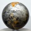 2.75" Black Moonstone Sphere Natural Sparkling Crystal Polished Ball Mineral Feldspar Holistic Sheen Stone - Madagascar + Stand view 4