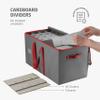 ZOBER Large Christmas Ornament Storage Box - Stores 128 3" Ornaments, With Dividers - Ornament Organizer Storage Box, Durable Christmas Containers Holder - Extra Pockets, Dual Zipper - Gray view 3