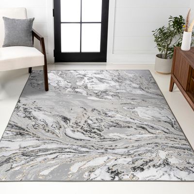 JONATHAN Y Swirl Marbled Gray/Black Indoor Area Rug 5X8 ft, Abstract for Living Room, Bedroom, Kitchen, Office, Easy-Cleaning, High Traffic, Pet-Friendly, Non-Shedding SOR203C-5