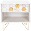 SAFAVIEH Home Collection Raveena White Wash and Brass 1-Drawer Hairpin Leg Nightstand view 1
