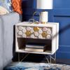 SAFAVIEH Home Collection Raveena White Wash and Brass 1-Drawer Hairpin Leg Nightstand view 2