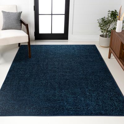 JONATHAN Y Haze Solid Low-Pile Navy Indoor Area Rug 5x8, Coastal,Bohemian,Minimalist,Classic, Easy-Cleaning for Living Room,Bedroom,Kitchen,Pet Friendly,Non-Shedding (SEU100C-5)