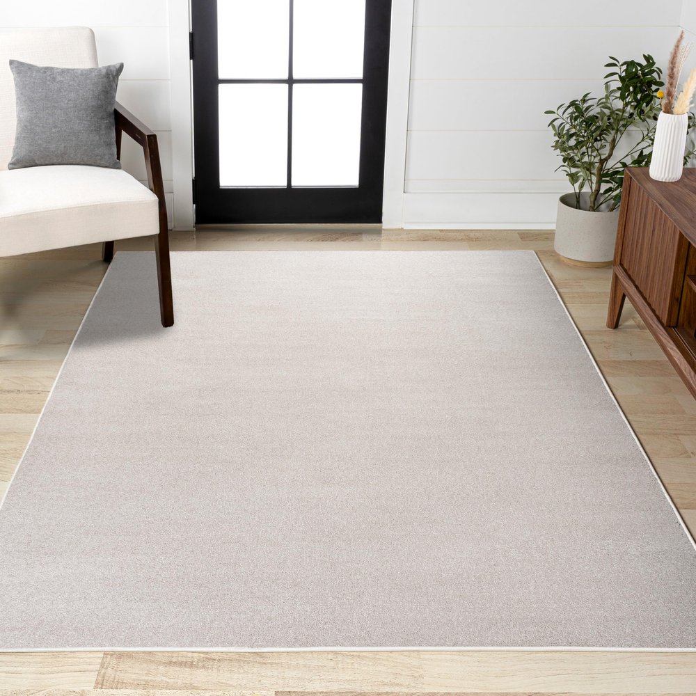 JONATHAN Y Haze Solid Low-Pile Ivory Indoor Area Rug 5x8, Coastal,Bohemian,Minimalist,Classic, Easy-Cleaning for Living Room,Bedroom,Kitchen,Pet Friendly,Non-Shedding (SEU100D-5)