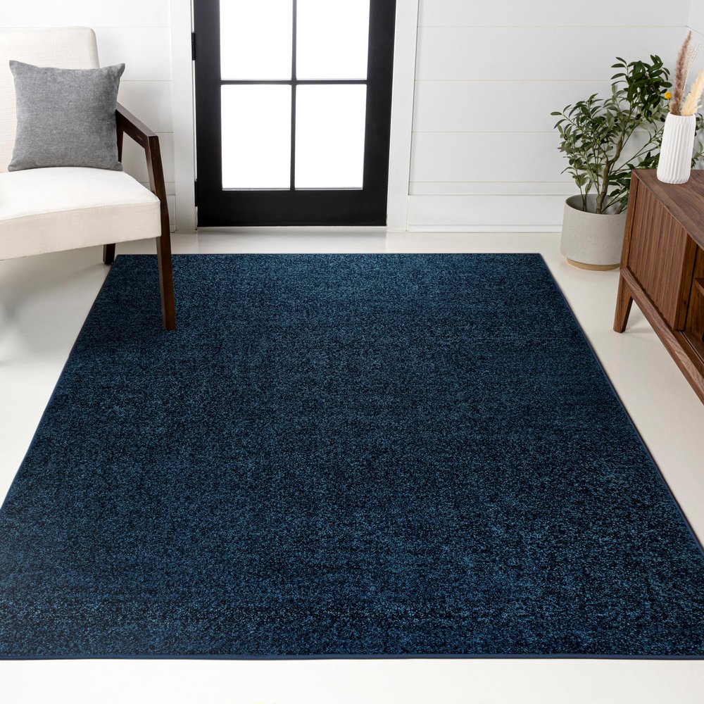 JONATHAN Y Haze Solid Low-Pile Navy Indoor Area Rug 8x10, Coastal,Bohemian,Minimalist,Classic, Easy-Cleaning for Living Room,Bedroom,Kitchen,Pet Friendly,Non-Shedding (SEU100C-8)