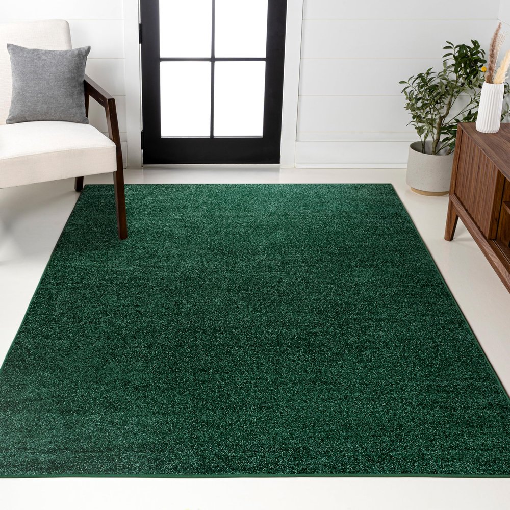 JONATHAN Y Haze Solid Low-Pile Emerald Indoor Area Rug 8x10, Coastal,Bohemian,Minimalist,Classic, Easy-Cleaning for Living Room,Bedroom,Kitchen,Pet Friendly,Non-Shedding (SEU100L-8)
