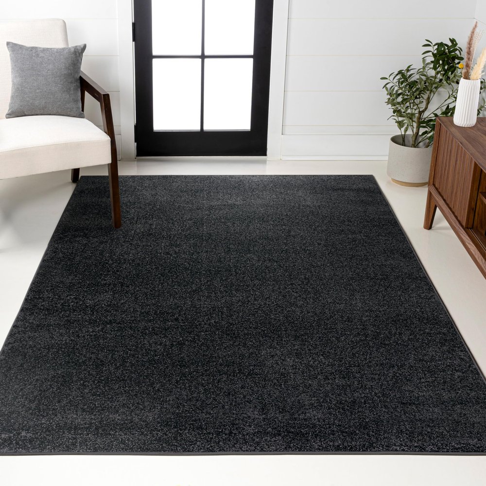 JONATHAN Y Haze Solid Low-Pile Black Indoor Area Rug 8x10, Coastal,Bohemian,Minimalist,Classic, Easy-Cleaning for Living Room,Bedroom,Kitchen,Pet Friendly,Non-Shedding (SEU100I-8)
