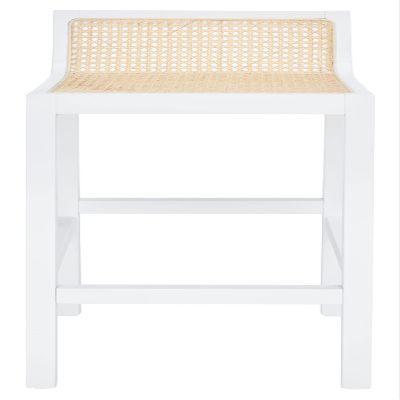 SAFAVIEH Home Collection Saito White and Natural Low Back Cane 25.6-inch Counter Stool