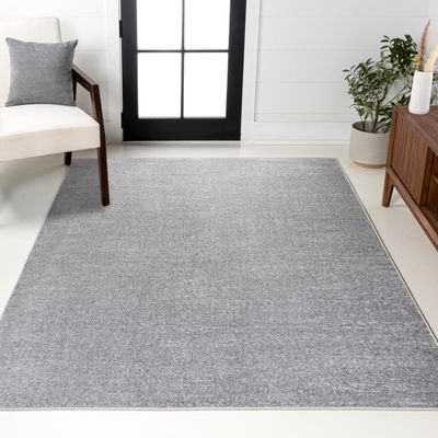 JONATHAN Y Haze Solid Low-Pile Gray Indoor Area Rug 5x8, Coastal,Bohemian,Minimalist,Classic, Easy-Cleaning for Living Room,Bedroom,Kitchen,Pet Friendly,Non-Shedding (SEU100A-5)