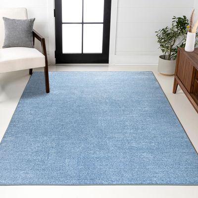 JONATHAN Y Haze Solid Low-Pile Classic Blue Indoor Area Rug 8x10, Coastal,Bohemian,Minimalist,Classic, Easy-Cleaning for Living Room,Bedroom,Kitchen,Pet Friendly,Non-Shedding (SEU100F-8)